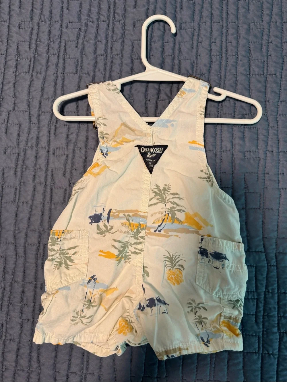 OshKosh B'gosh Cream Pineapple Print Short Overalls